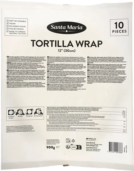 Kviešu tortiljas, 30 cm, 900g, (10x10) Santa Maria