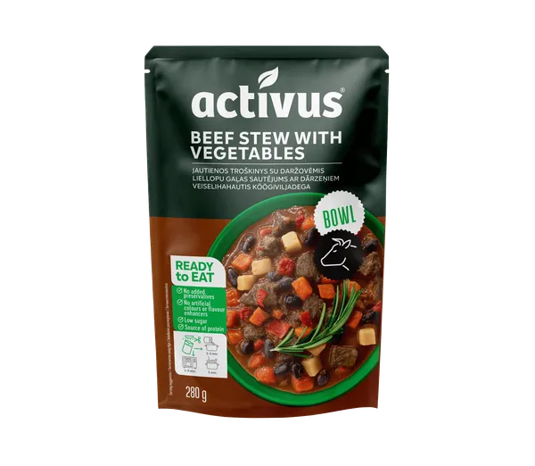 Liellopa gaļas sautējums ar dārzeņiem ACTIVUS, 280g