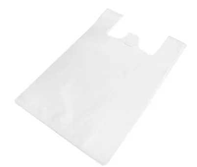 Maisiņi HDPE ar rokturi, 41+21x64cm 30mk, balti, 50gab