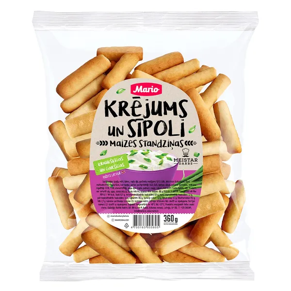 Maizes standziņas MARIO Sīpoli un krējums, 360g