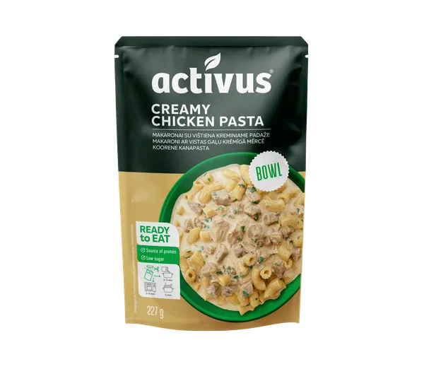 Makaroni ar vistas gaļu krēmīgā mērcē ACTIVUS, 227g