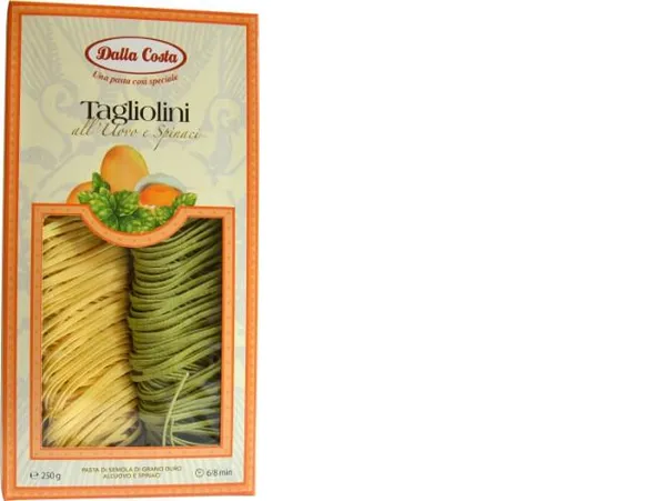 Makaroni Tagliolini DALLA COSTA ar olu un spinātiem, 250g