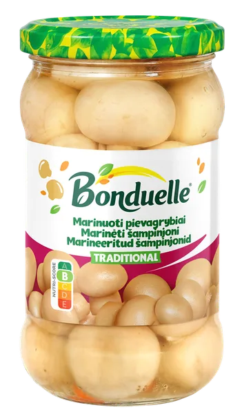 Marinēti šampinjoni Traditional Bonduelle, 280 g / 165 g