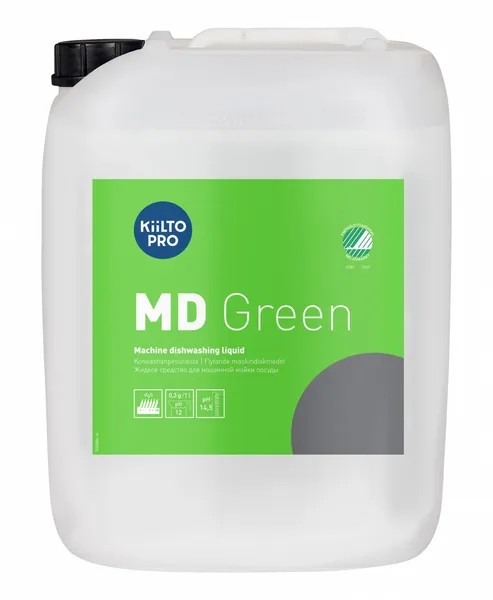 Mazgāšanas līdzeklis trauku mazgājamām mašīnām KIILTO MD 1 Green 20l, (25,6kg)