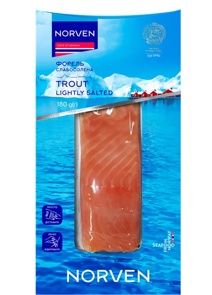 Mazsālīta foreles fileja ar ādu 180g, NORVEN