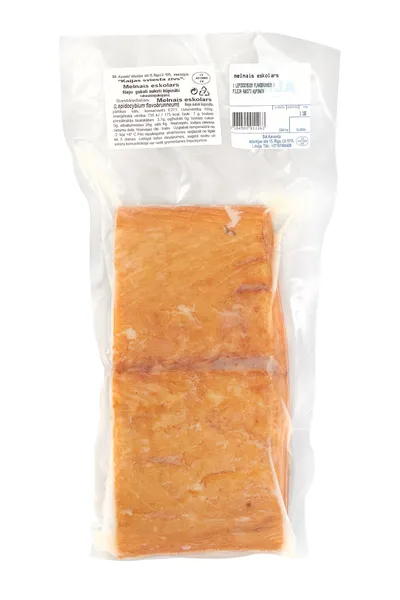 Melnā eskolara fileju gabaliņi auksti kūpināti (sverami) vakuuma iepakojumā KAIJA, ~ 1 kg