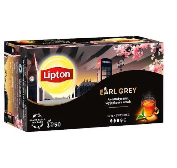 Melnā tēja LIPTON Earl Grey, 50gab