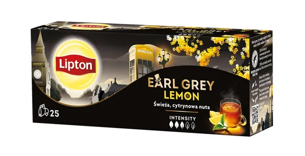 Melnā tēja LIPTON Earl Grey Lemon, 25gab