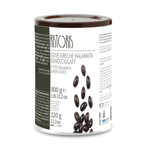 Melnās olīvas Kalamata ar kauliņiem RISTORIS, 800g/400g