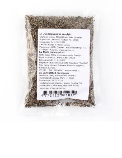 Melnie pipari, sasmalcināti, 100g