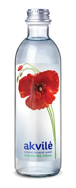 Minerālūdens AKVILE, viegli gāzēts, stiklā, 0,33l (DEP) (puķes)