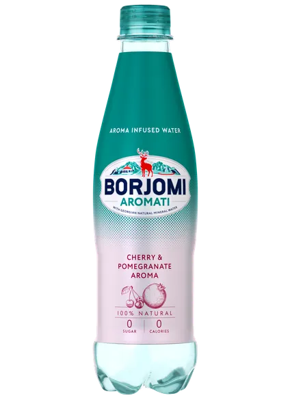 Minerālūdens BORJOMI AROMATI ar Cherry-Pomegranate aromātu, PET, 0.5l (DEP)