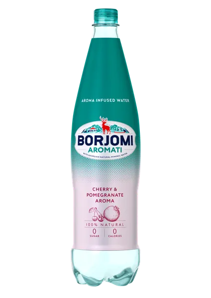 Minerālūdens BORJOMI AROMATI ar Cherry-Pomegranate aromātu, PET, 1l (DEP)
