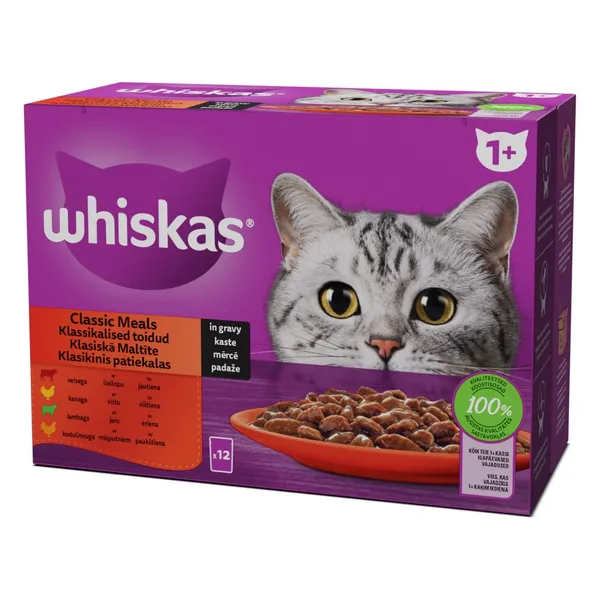 Mitrā barība Whiskas 1+ Klasiskā Izlase 12-paka pouch 12x85g