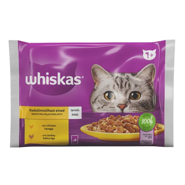 Mitrā barība Whiskas 1+ Mājputnu Izlase 4-paka pouch 4x85g
