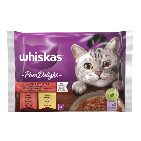 Mitrā barība Whiskas Pure delight Meat Selection klasiskā izlase 4-paka pouch 4x85g
