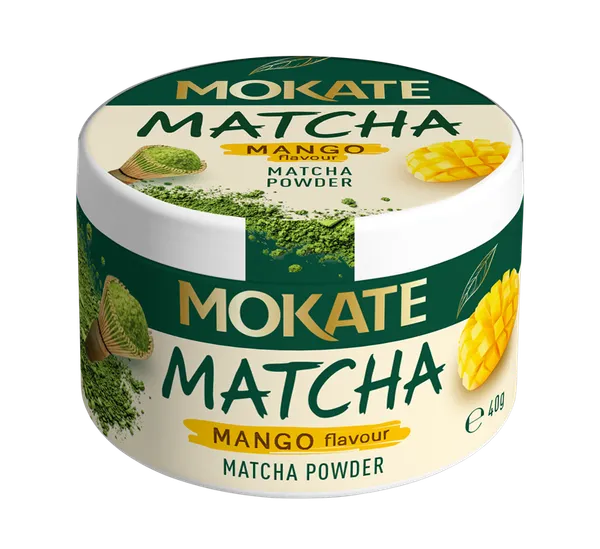 MOKATE Zaļās tējas pulveris Matcha ar mango garšu, 40g
