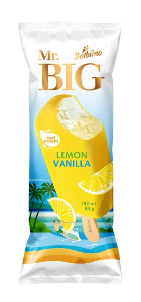 MR.BIG Citronu un vaniļas garšu krējuma saldējums uz kociņa, glazūrā 150ml/84g
