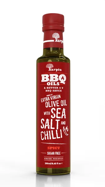 Neapstrādāta augstākā labuma olīveļļa KARPEA BBQ ar jūras sāli un čili, 250ml
