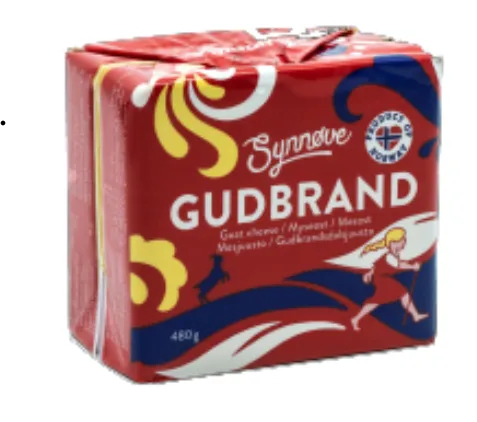 Norvēģu brūnais siers SYNNOVE, Gudbrand, no govs un kazas piena, 29%, 480g