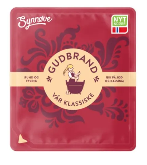 Norvēģu brūnais siers SYNNOVE, Gudbrand, no govs un kazas piena, 29%, šķēlēs 150g