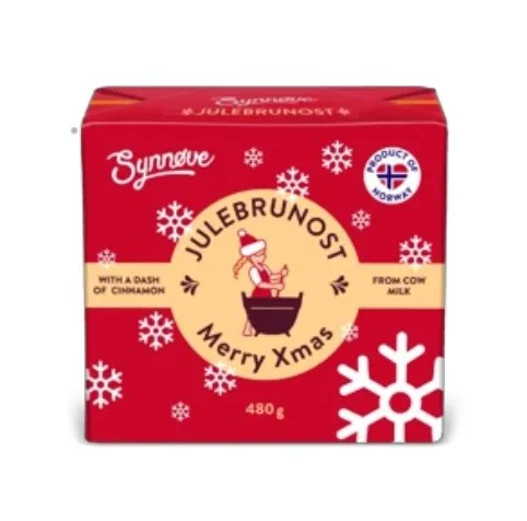 Norvēģu brūnais siers SYNNOVE, Julebrunost Merry Xmas, ar kanēli, 480g