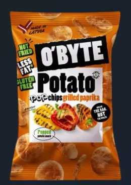 O'BYTE Kartupeļu čipsi ar grilētas paprikas garšu 90g
