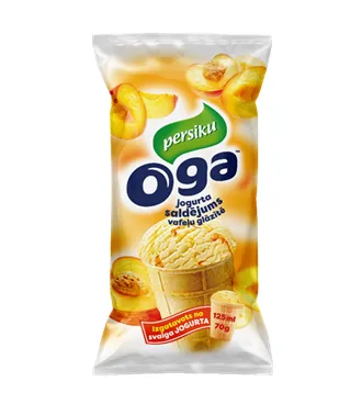 Saldējums Oga jogurta persiku vafeļu glāzītē 125ml/70g