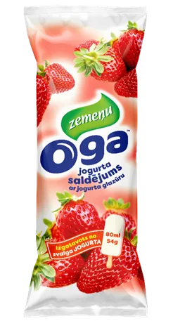 OGA Zemeņu jogurta saldējums jogurta glazūrā 80ml/54g