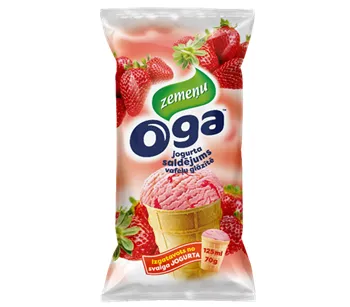 OGA Zemeņu jogurta saldējums vafeļu glāzītē 125ml/70g