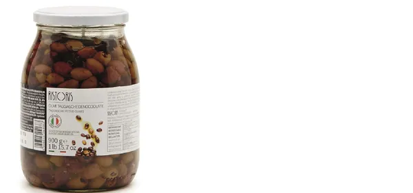 Olivas RISTORIS Taggiasche, bez kauliniem, Extra Vigrin olivella, 1062ml/900g