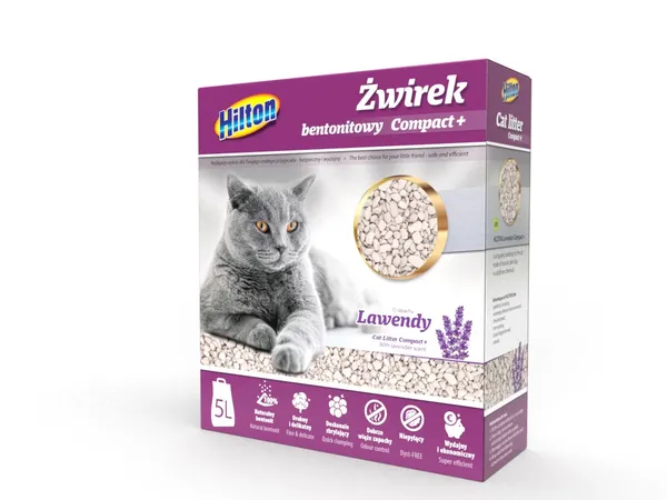 Pakaiši kaķiem HILTON Compact Lavender Clumping, cementējošās , 5l