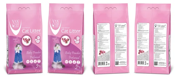 Pakaiši kaķiem VAN CAT cementejošās, baltās Baby powder, 5kg