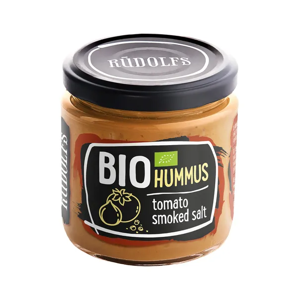 Pākšaugu krēms RŪDOLFS BIO Humoss ar tomātiem un kūpinātu sāli 180g