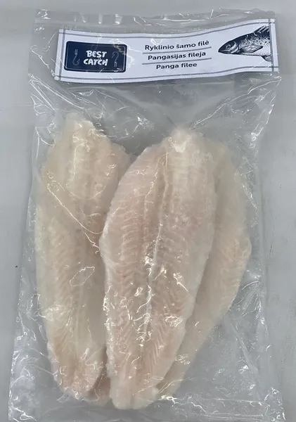 Pangasijas fileja BEST CATCH, saldēta, 170-220g, bez ādas, bez glazūras, ar pievienotu ūdeni, 800g
