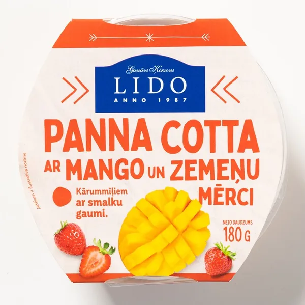 Panna cotta LIDO ar mango, zemeņu mērci, 180g