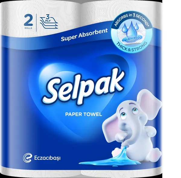 Papīra dvieļi SELPAK, 3 slāņi, 11,25 metri, 80 loksnes, 2 ruļļi