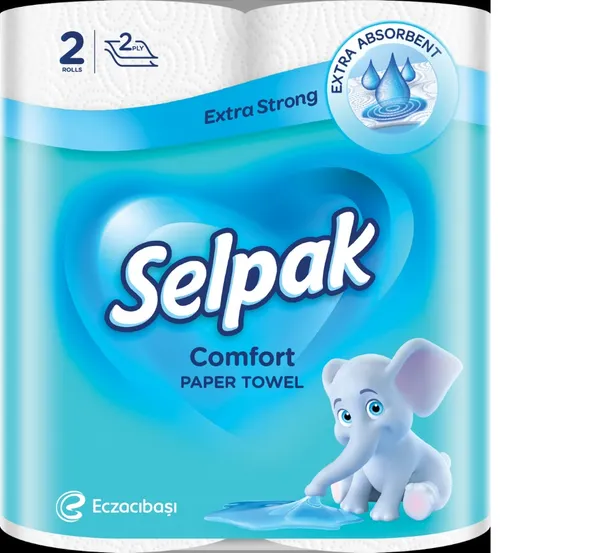Papīra dvieļi SELPAK Comfort, 2 slāņi, 11.52m, 90 loksnes, 2 ruļļi