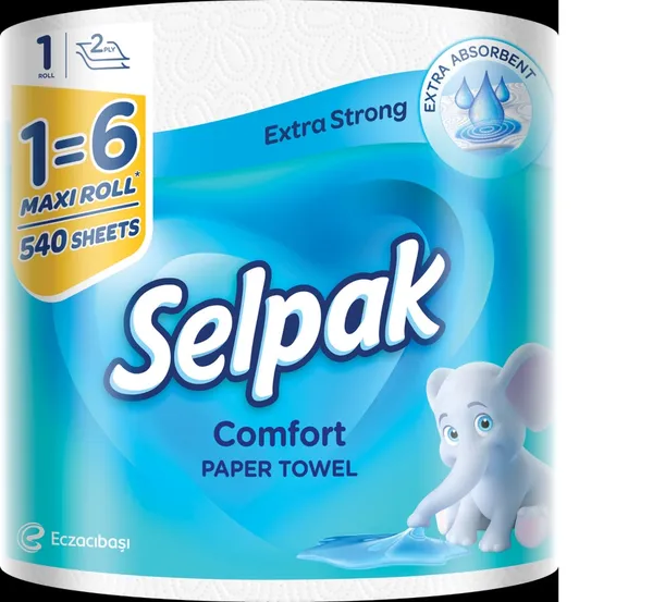 Papīra dvieļi SELPAK Comfort Maxi 1=6, 2 slāņi, 70.74m, 540 loksnes, 1 rullis
