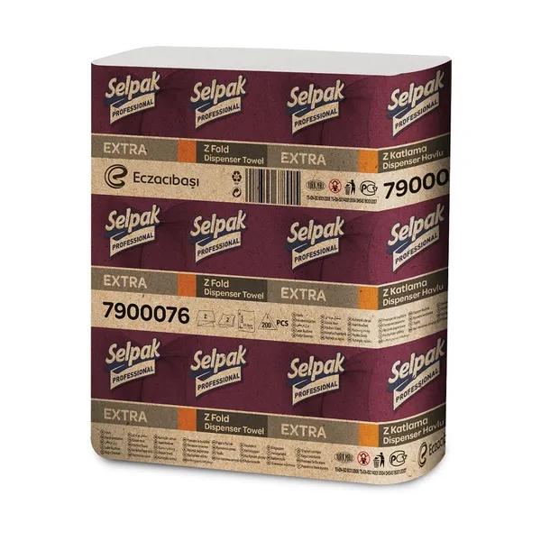 Papīra dvieļi SELPAK PRO Extra Z-Fold dispenseriem, 2 slāņi, 200 loksnes