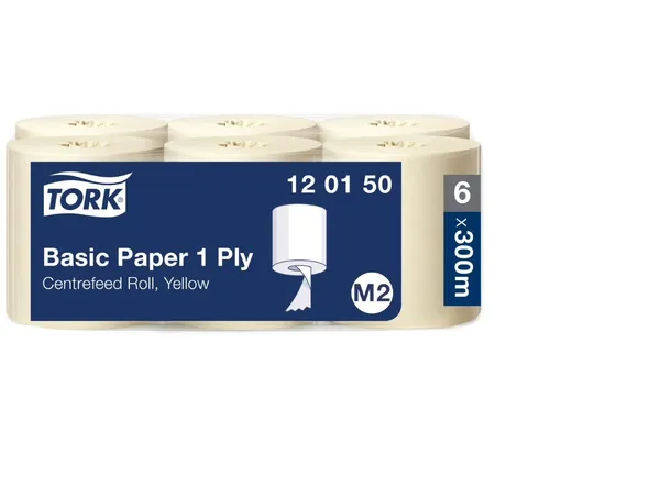Papīra dvieļi TORK Universal M2, 1 slānis, 300m, dzelteni, 120150
