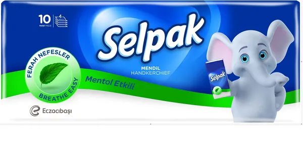 Papīra kabatlakatiņi SELPAK Menthol, 4 kārtas, 10gab
