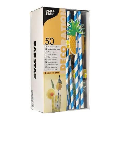 Papīra kokteiļu salmiņi PAPSTAR Pineapple, D6mmx 20cm, 0.115kg, 50gab