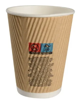 Papīra krūzes RIPPLE ABENA Gastro, D9xH11cm, 360ml, brūnas, kartons/PE, 0.325kg, 25gab