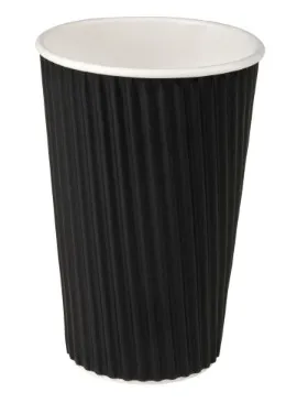 Papīra krūzes RIPPLE ABENA Gastro, D9xH13.4cm, 480ml, melnas, kartons/PE, 0.45kg, 25gab