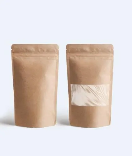 Papīra maisiņi DoyPack ar logu 130x35x225mm (500ml), 0.37kg, 40gab