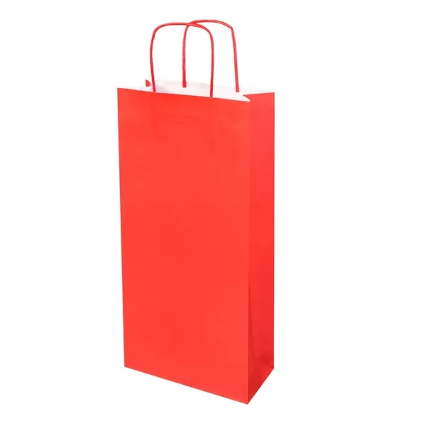 Papīra maisiņš pudelēm, 180x80x380mm, PAP, sarkans, 120gsm, 0.041kg