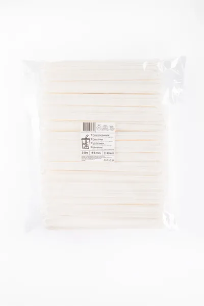Papīra salmiņi LIVE PAPER, balti, individuāli iepakoti, D 8mm, L 23 cm, 250gab