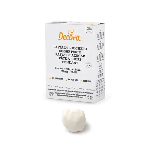Pārtikas cukura mastika DECORA, balta, bez e 171, 700g