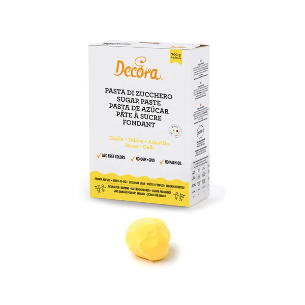 Pārtikas cukura mastika DECORA, dzeltena, 700g